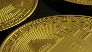 Video Stock Close Up Shot Of Golden Bitcoin Coins Live Wallpaper For PC
