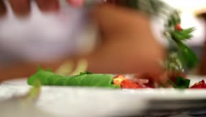 Video Stock Close Up Shot Of A Person Eating Salad With A Live Wallpaper For PC