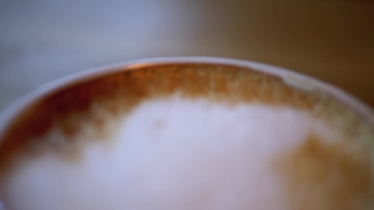 Download Video Stock Close Up Of The Foam In A Cappuccino Live Wallpaper For PC