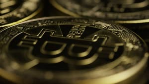 Video Stock Close Up Of Golden Bitcoins In Motion Live Wallpaper For PC