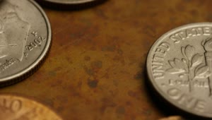 Video Stock Close Up Of Dollar Coins On The Table Live Wallpaper For PC
