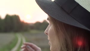 Video Stock Close Up Of A Woman With A Hat Outdoors Live Wallpaper For PC