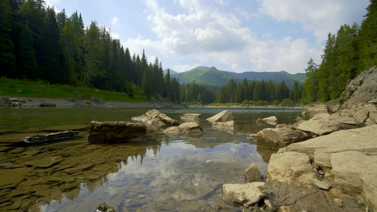 Download Video Stock Clear Lake And Rocky Shore In Forest Landscape Live Wallpaper For PC