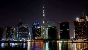 Video Stock City Buildings And Burj Khalifa At Night Live Wallpaper For PC