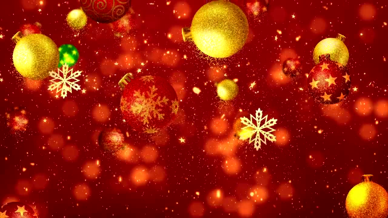 Download Video Stock Christmas Spheres And Snowflakes On Red Background Live Wallpaper For PC