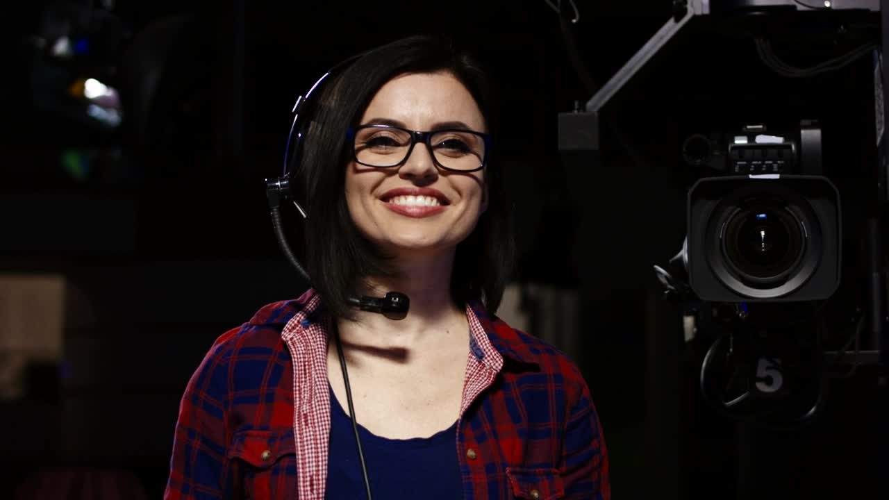 Download Video Stock Cheerful Woman With Headset Smiling Live Wallpaper For PC