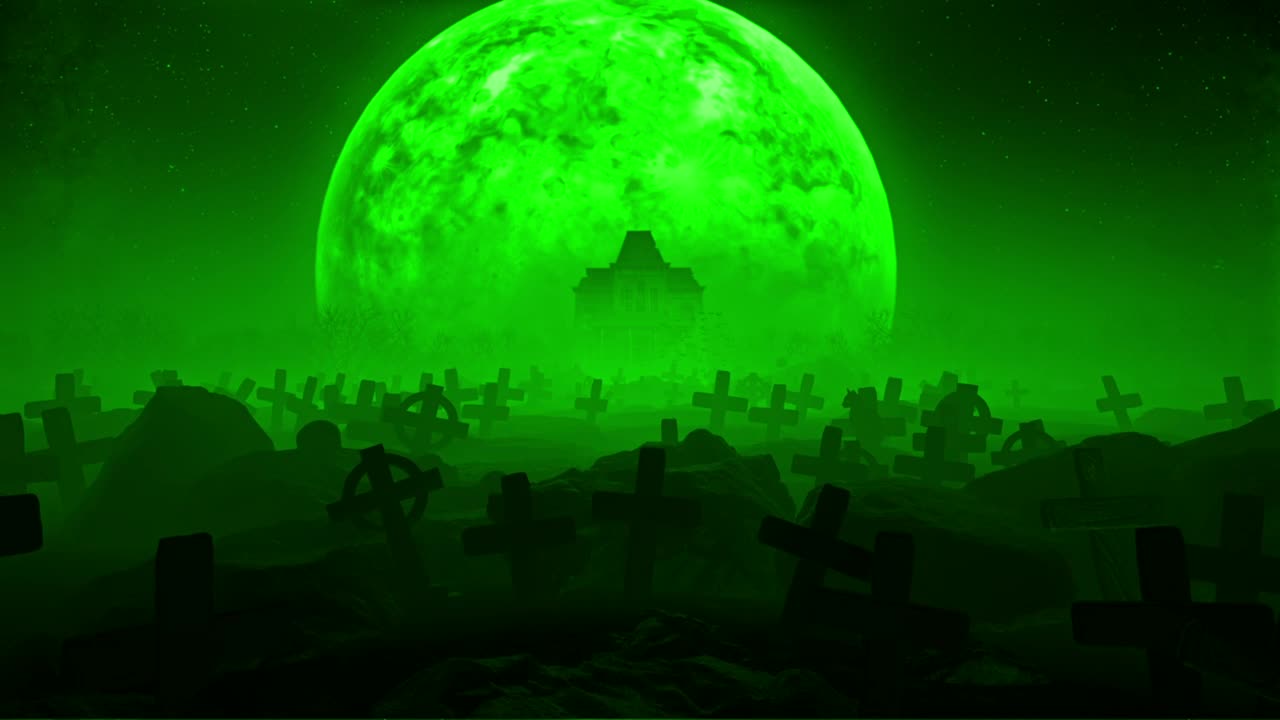 Download Video Stock Cemetery With Green Haze And The Moon Live Wallpaper For PC