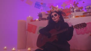 Video Stock Catrina Playing Guitar At An Altar Of The Dead Live Wallpaper For PC