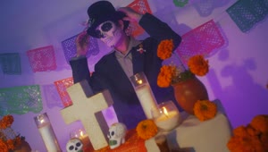 Video Stock Catrin Wearing A Hat On Day Of The Dead Live Wallpaper For PC