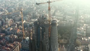 Video Stock Cathedral Under Repair With Cranes In Barcelona Live Wallpaper For PC