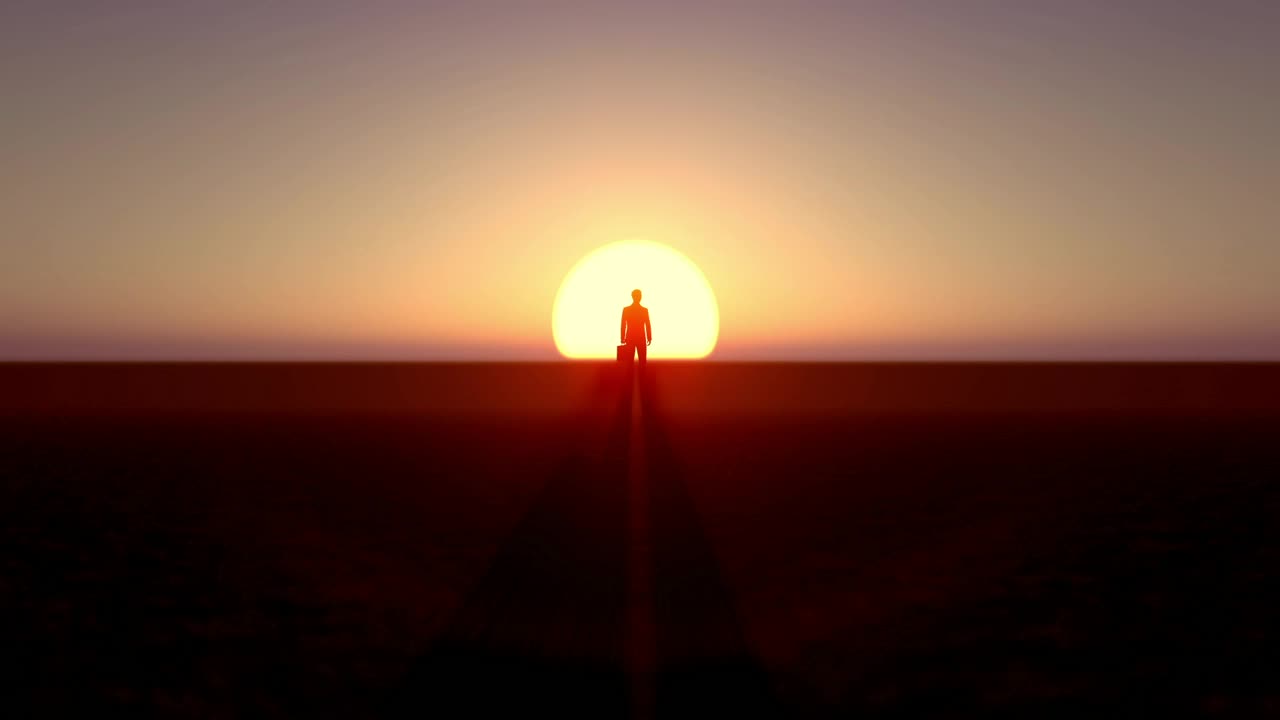 Download Video Stock Businessman Standing In Front Of The Sunset Live Wallpaper For PC
