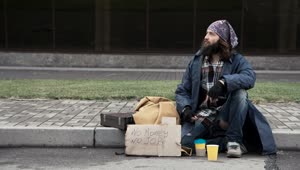 Video Stock Businessman Sharing Food To Homeless Live Wallpaper For PC