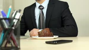 Video Stock Businessman Eating While Working At The Computer Live Wallpaper For PC