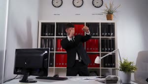 Video Stock Businessman Dancing In An Office Live Wallpaper For PC