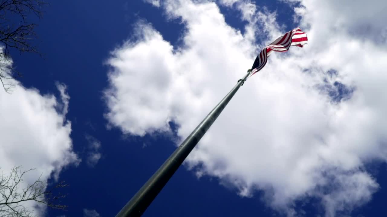 Download Stock Video Deep Blue Sky Above The American Flag Live Wallpaper For PC