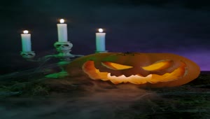Stock Video Decorated For Halloween With A Pumpkin Spiders Smoke And Candles Live Wallpaper For PC