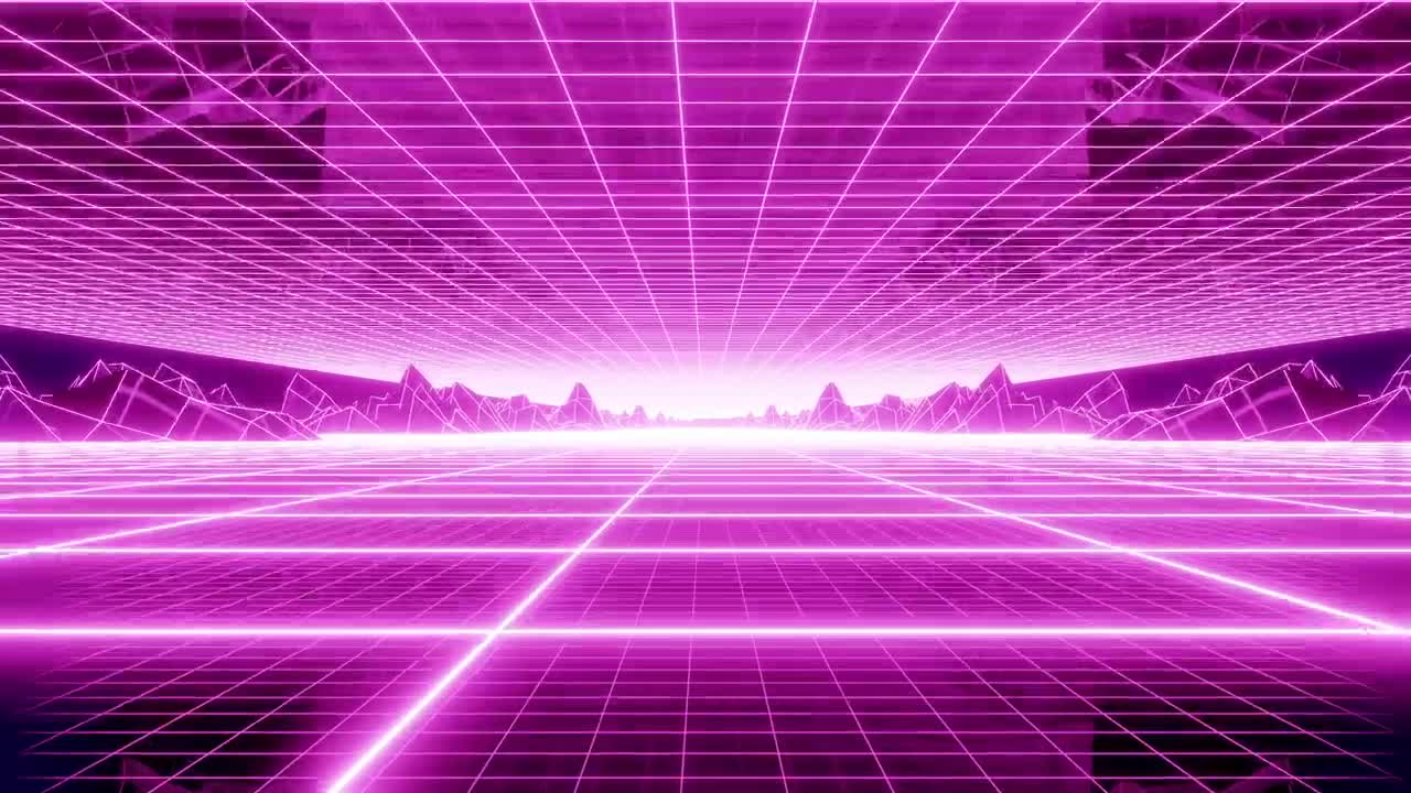 Download Stock Video Cyberpunk Style Stage With Neon Grid Floor Live Wallpaper For PC