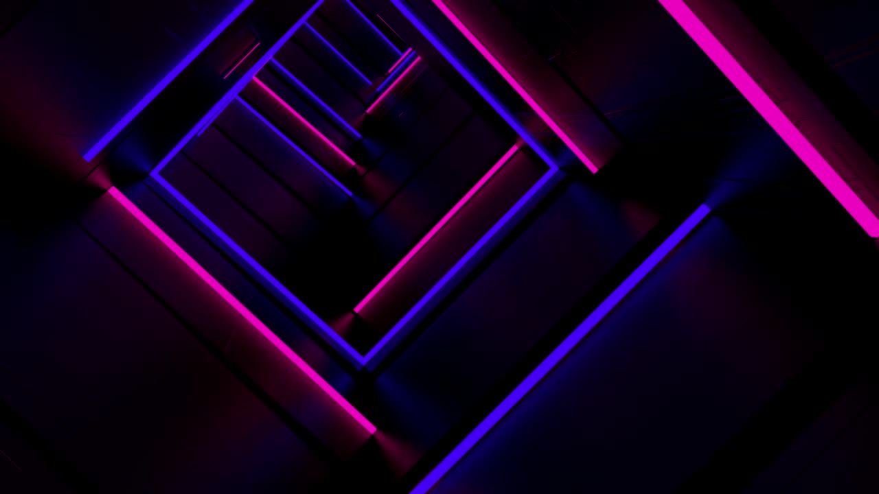 Download Stock Video Cyberpunk Square Tunnel With Neon Lights Live Wallpaper For PC