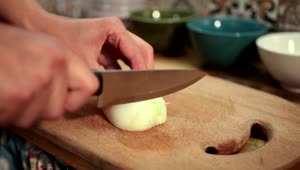 Stock Video Cutting Up An Onion For A Stew Live Wallpaper For PC