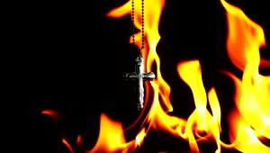 Stock Video Crucifix Burning On Black Background Live Wallpaper For PC