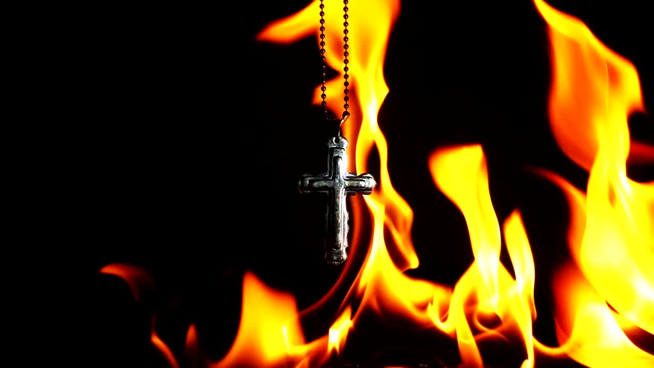 Download Stock Video Crucifix Burning On Black Background Live Wallpaper For PC