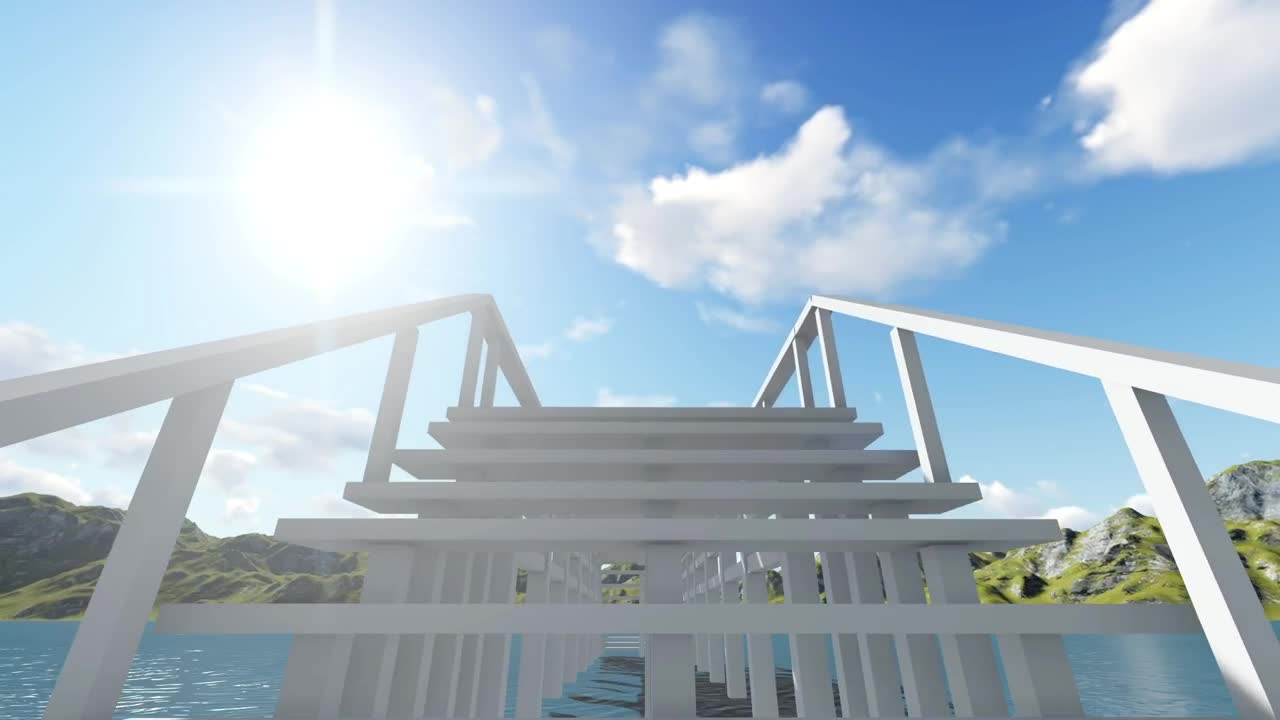 Download Stock Video Crossing An Abstract Bridge In A Huge Lake Live Wallpaper For PC