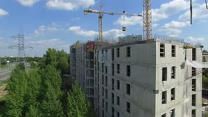 Stock Video Cranes On A Building Side By The Highway Live Wallpaper For PC