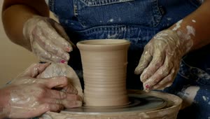 Stock Video Craftsman Women Shaping A Clay Vase Live Wallpaper For PC