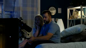 Stock Video Couple Watching A Horror Movie At Night Live Wallpaper For PC