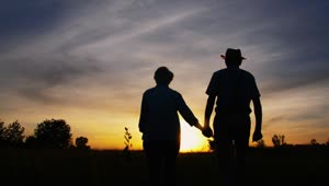 Stock Video Couple Walking Through A Meadow At Sunset Live Wallpaper For PC