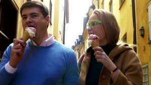 Stock Video Couple Walking Around Town With Ice Cream Live Wallpaper For PC