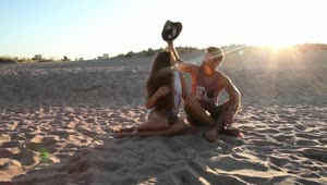 Stock Video Couple On The Beach During Sunset Live Wallpaper For PC