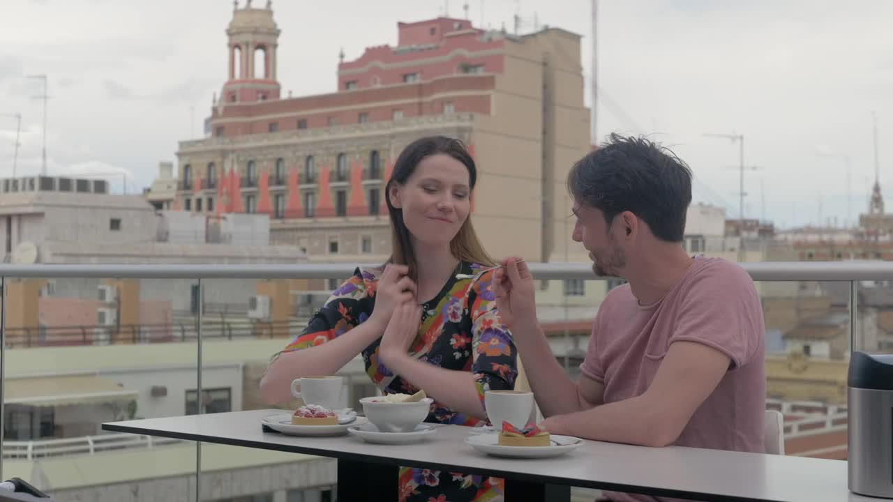 Download Stock Video Couple Eating In A City Cafe Live Wallpaper For PC