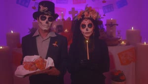 Stock Video Couple Dressed As Catrin And Catrina On Day Of The Live Wallpaper For PC