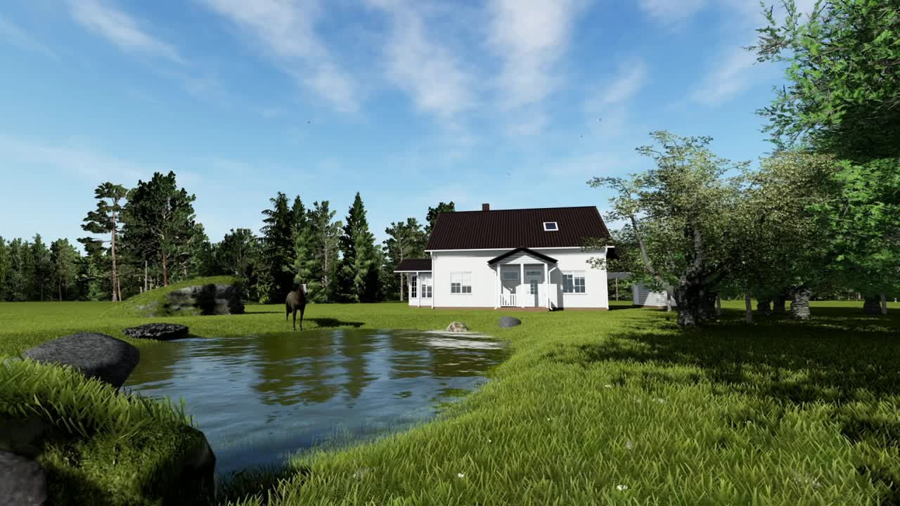 Download Stock Video Country House In Nature With A Pond And A Horse Live Wallpaper For PC