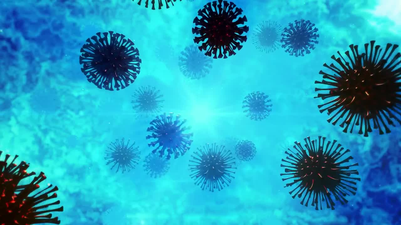 Download Stock Video Coronavirus Floating In Blue Background Live Wallpaper For PC