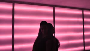 Stock Video Contemporary Dancers In Neon Lit Dance Studio Live Wallpaper For PC