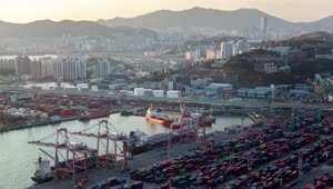Stock Video Containerport And The Cityscape In Busan Live Wallpaper For PC