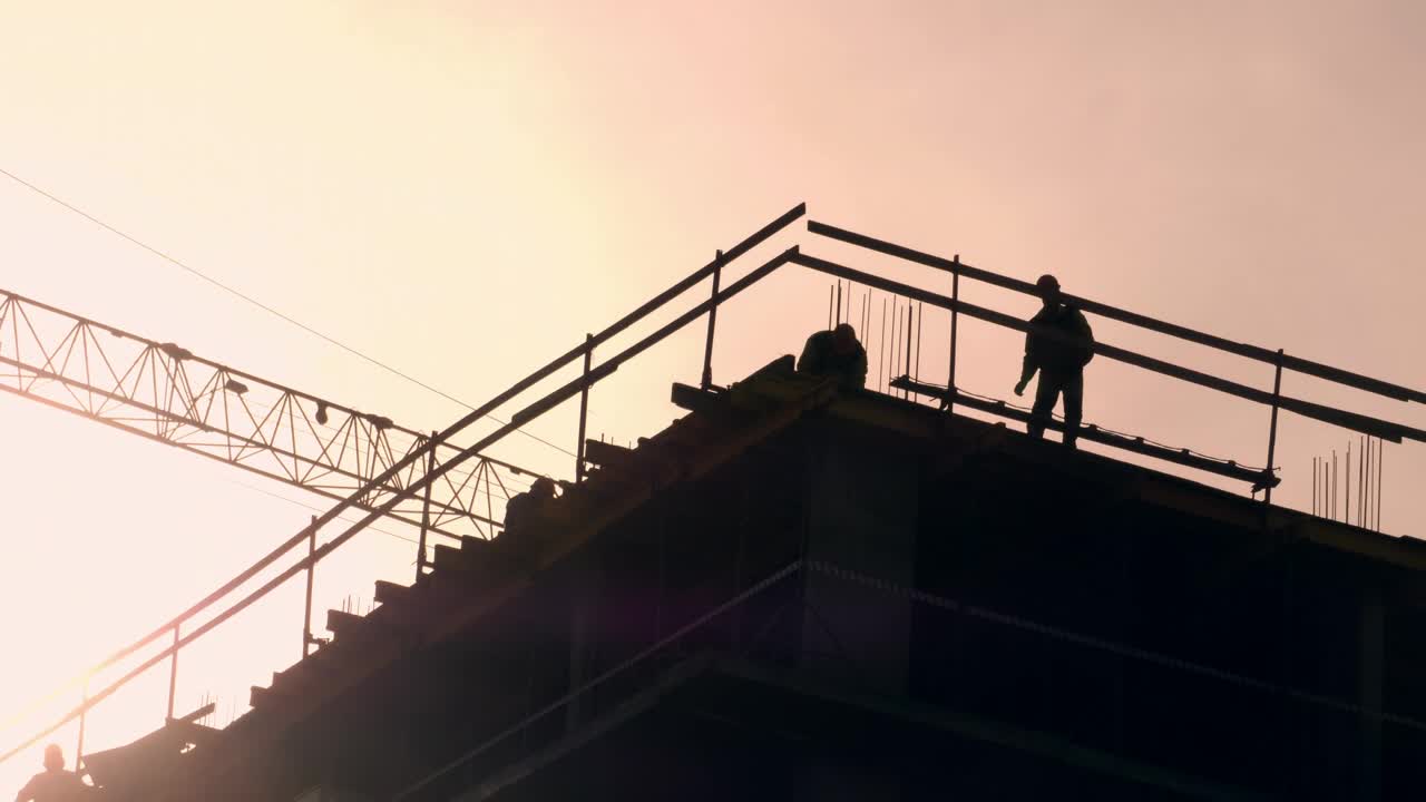 Download Stock Video Construction Site Silhouette In The Sunset Live Wallpaper For PC