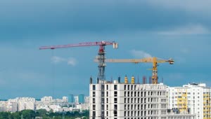 Stock Video Construction Cranes In An Apartment Building Live Wallpaper For PC