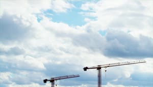 Stock Video Construction Crane Towers Under Cloudy Sky Live Wallpaper For PC