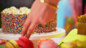 Stock Video Colorful Cake While Cutting It With A Knife Live Wallpaper For PC