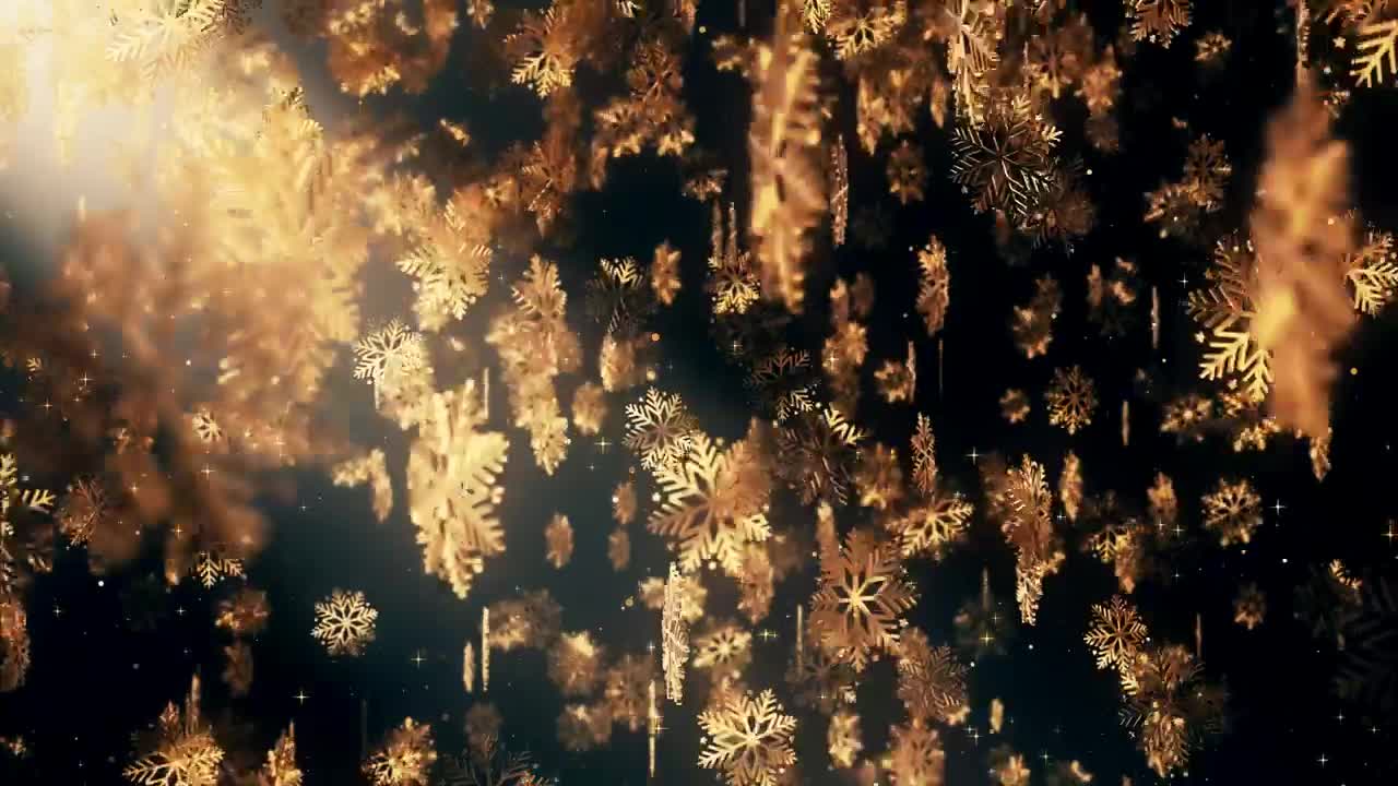 Download Stock Video Falling Golden Snowflakes With Black Background Live Wallpaper For PC