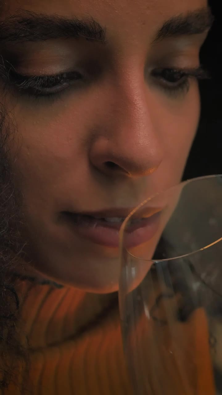 Download Stock Video Face Of A Girl Drinking Champagne During A Date Live Wallpaper For PC