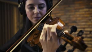 Stock Video Experienced Violinist Playing In A Recording Studio Live Wallpaper For PC