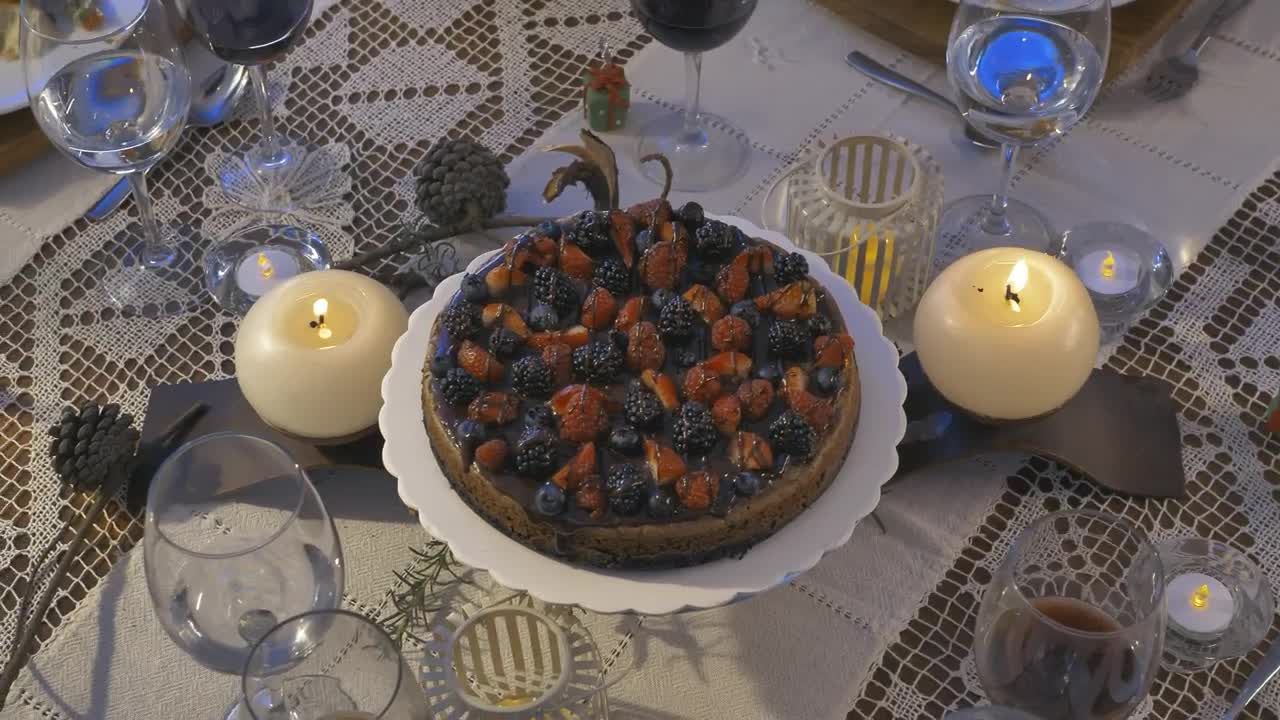 Download Stock Video Elegant Table Served For Christmas Dinner Live Wallpaper For PC