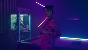 Stock Video Elegant Girl In Kimono In A Dark Playroom Live Wallpaper For PC