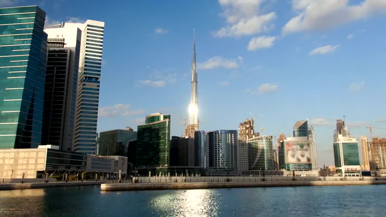Download Stock Video Dubai City Skyline From The Boat Live Wallpaper For PC