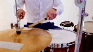 Stock Video Drummer In Shirt And Bow Tie Playing Drums Live Wallpaper For PC