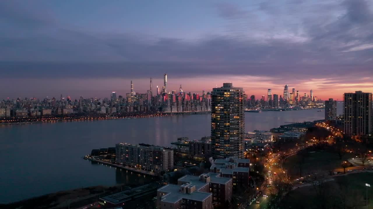 Download Stock Video Drone Flying Over City Lights Live Wallpaper For PC